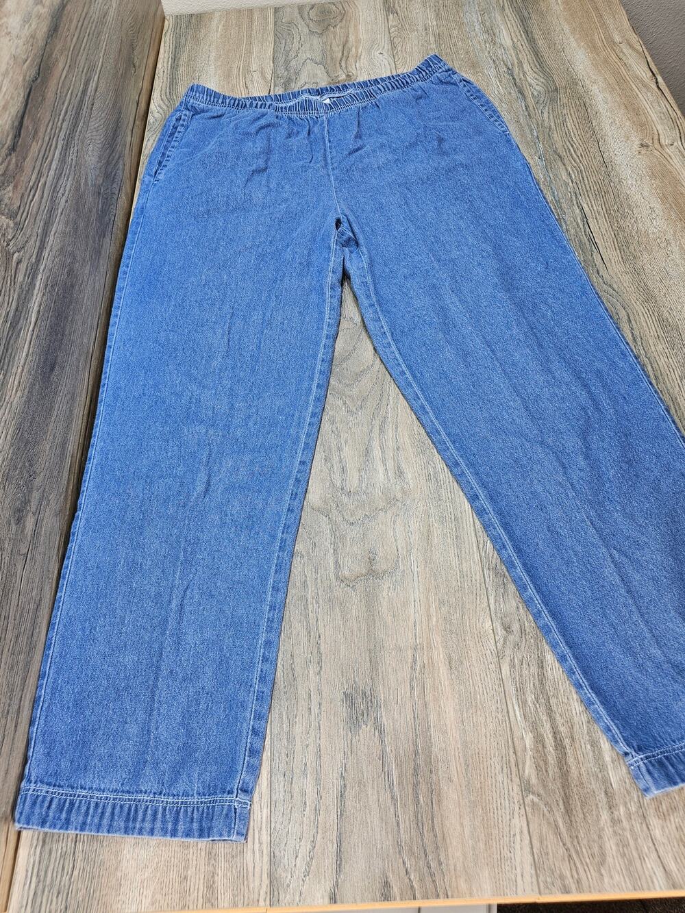 BFA Classics Jeans Women's 12 Petite Blue Denim High Rise Pull On Elastic
